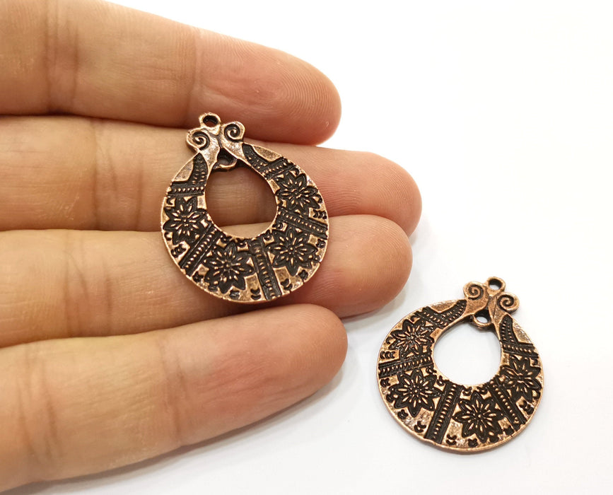 2 Copper Charms Antique Copper Plated Charms (34x26mm)  G18436
