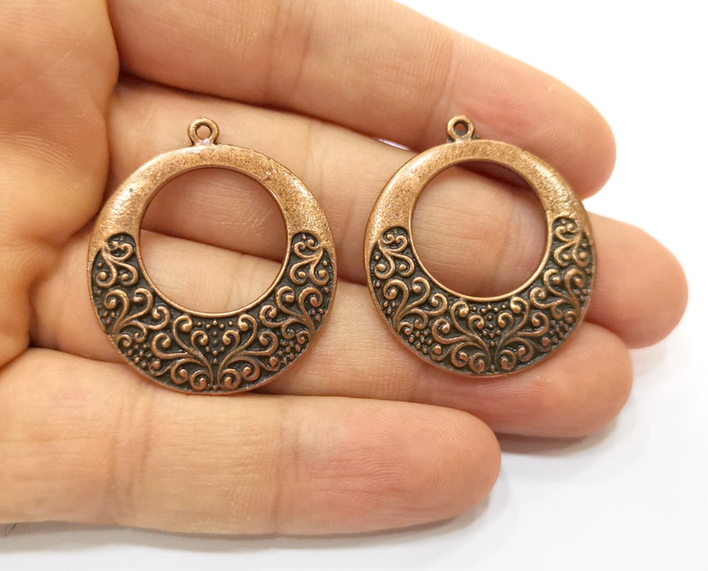 2 Copper Charms Antique Copper Plated Charms (34x31mm) G18437