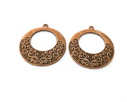 2 Copper Charms Antique Copper Plated Charms (34x31mm) G18437