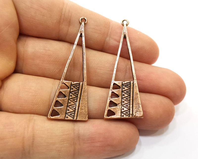 2 Copper Charms Antique Copper Plated Charms (48x17mm)  G18438