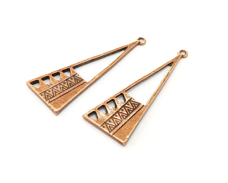2 Copper Charms Antique Copper Plated Charms (48x17mm)  G18438