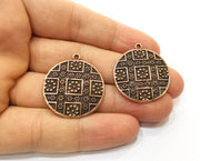 2 Copper Charms Antique Copper Plated Charms (32x29mm) G18442