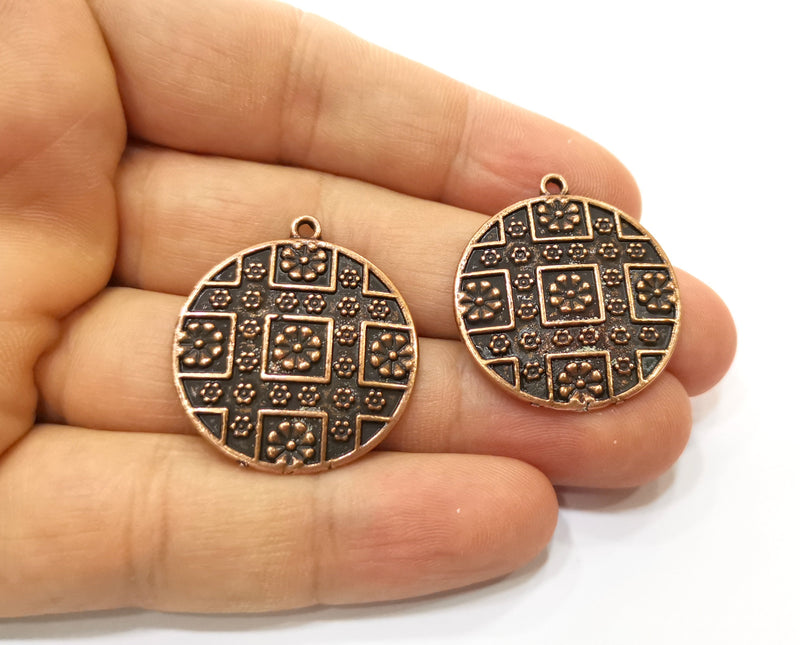 2 Copper Charms Antique Copper Plated Charms (32x29mm) G18442
