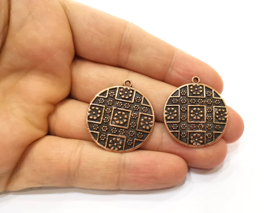 2 Copper Charms Antique Copper Plated Charms (32x29mm) G18442