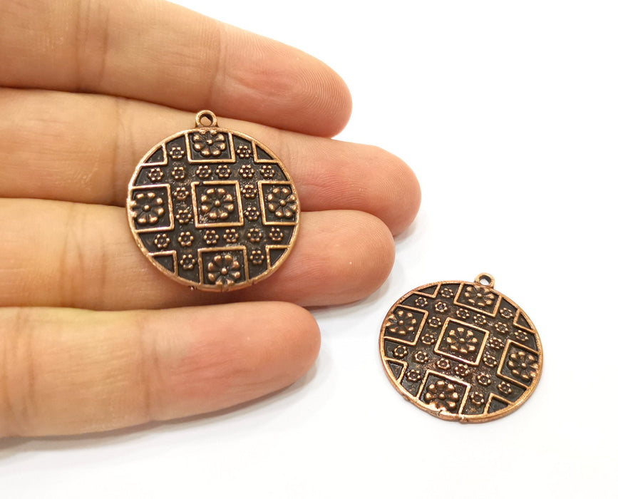 2 Copper Charms Antique Copper Plated Charms (32x29mm) G18442