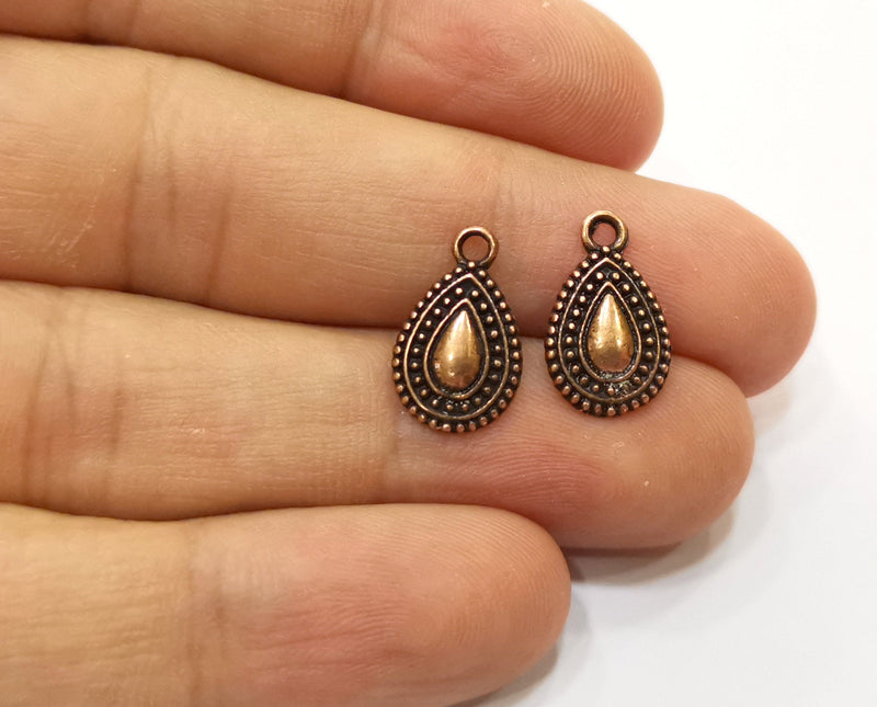 10 Teardrop Charms Antique Copper Plated Charms (16x10mm)  G18443