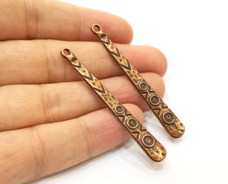 6 Copper Charms Antique Copper Plated Charms (60x7mm)  G18446