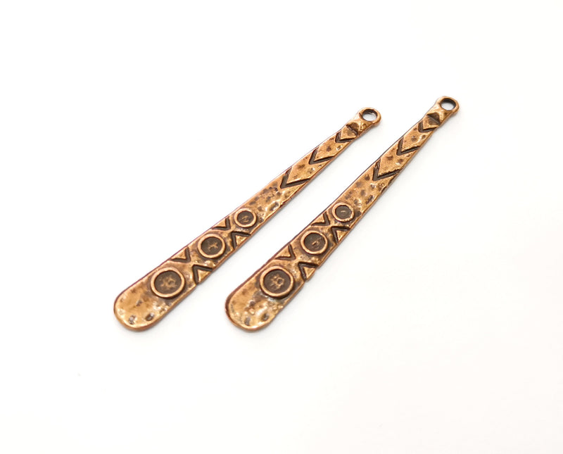 6 Copper Charms Antique Copper Plated Charms (60x7mm)  G18446