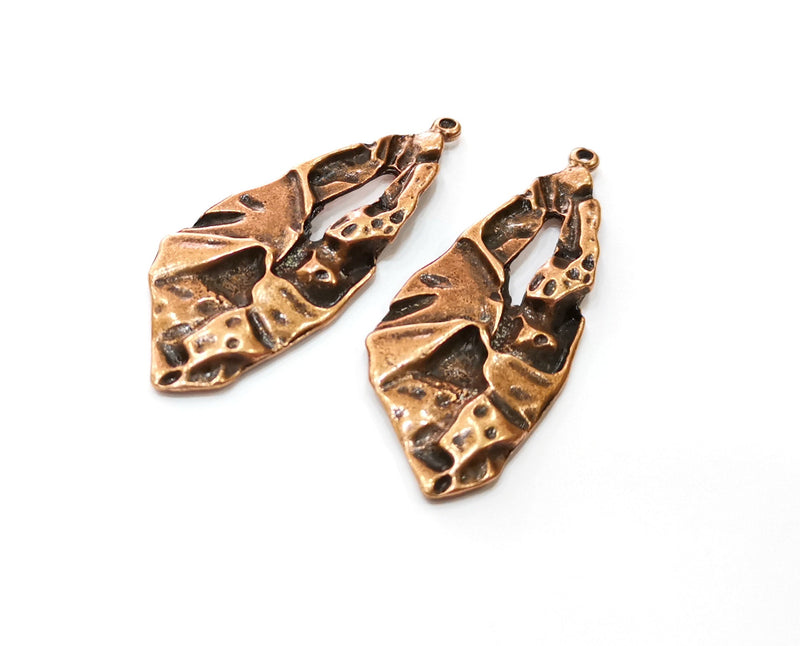 2 Copper Charms Antique Copper Plated Charms (50x20mm)  G18447
