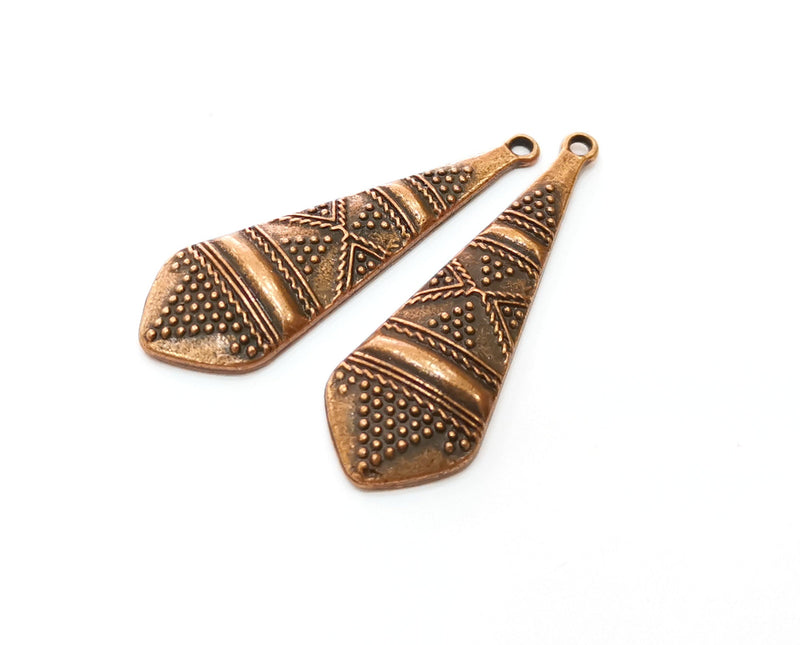 4 Copper Charms Antique Copper Plated Charms (45x14mm)  G18450