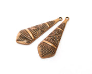 4 Copper Charms Antique Copper Plated Charms (45x14mm)  G18450