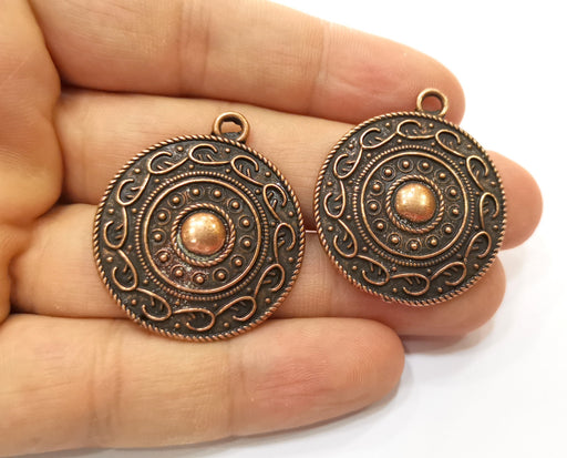 2 Copper Charms Antique Copper Plated Charms (37x32mm)  G18451