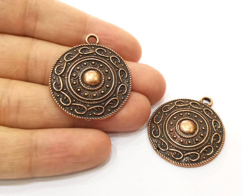2 Copper Charms Antique Copper Plated Charms (37x32mm)  G18451