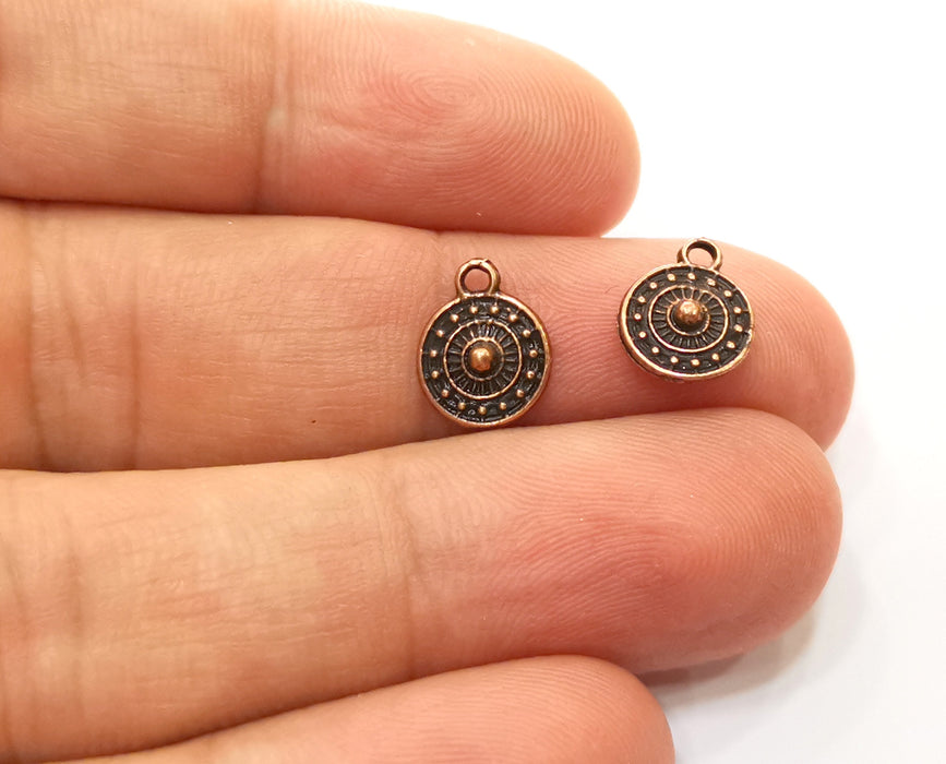 20 Copper Charms Antique Copper Plated Charms (9mm)  G18455