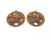 2 Copper Charms Antique Copper Plated Charms (35mm)  G18456