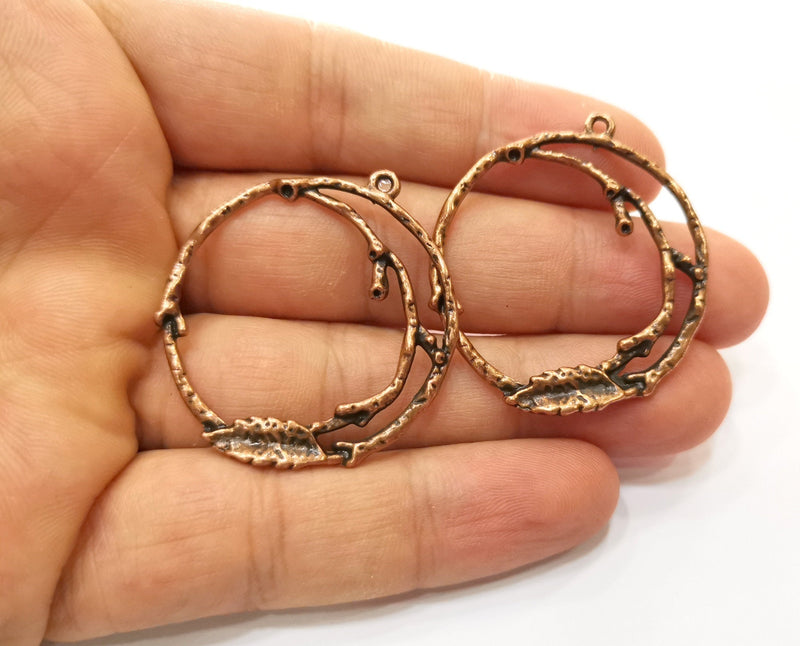 2 Copper Charms Antique Copper Plated Charms (41x36mm)  G18457