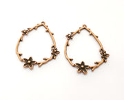 2 Flowers Charms Antique Copper Plated Charms (45x31mm)  G18458