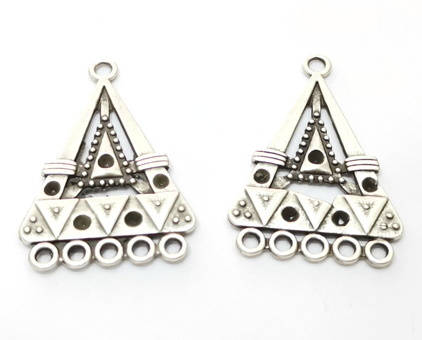 4  Silver Triangles Charms Antique Silver Plated Charms (40x27.5mm)  G17954