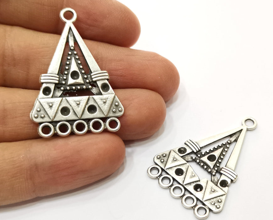 4  Silver Triangles Charms Antique Silver Plated Charms (40x27.5mm)  G17954