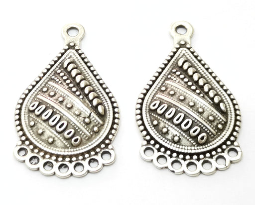 2 Silver Drop Charms Antique Silver Plated Charms (36.5x21mm)  G17959