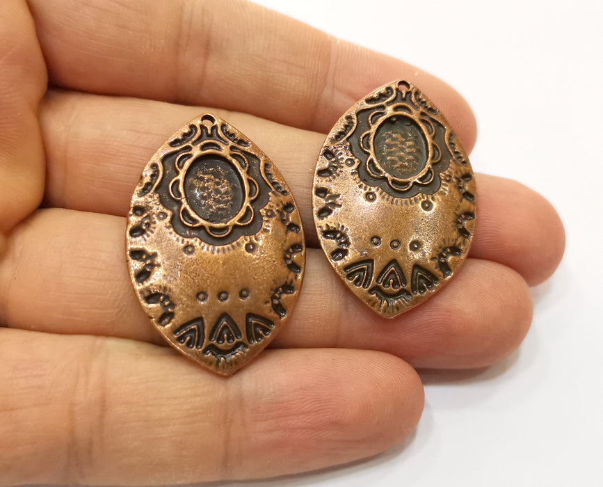 2 Copper Charms Antique Copper Plated Charms (38x25mm)  G18464