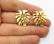 2 Monstera Leaf Charms Gold Plated Charms (25x22mm)  G18465