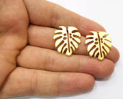 2 Monstera Leaf Charms Gold Plated Charms (25x22mm)  G18465