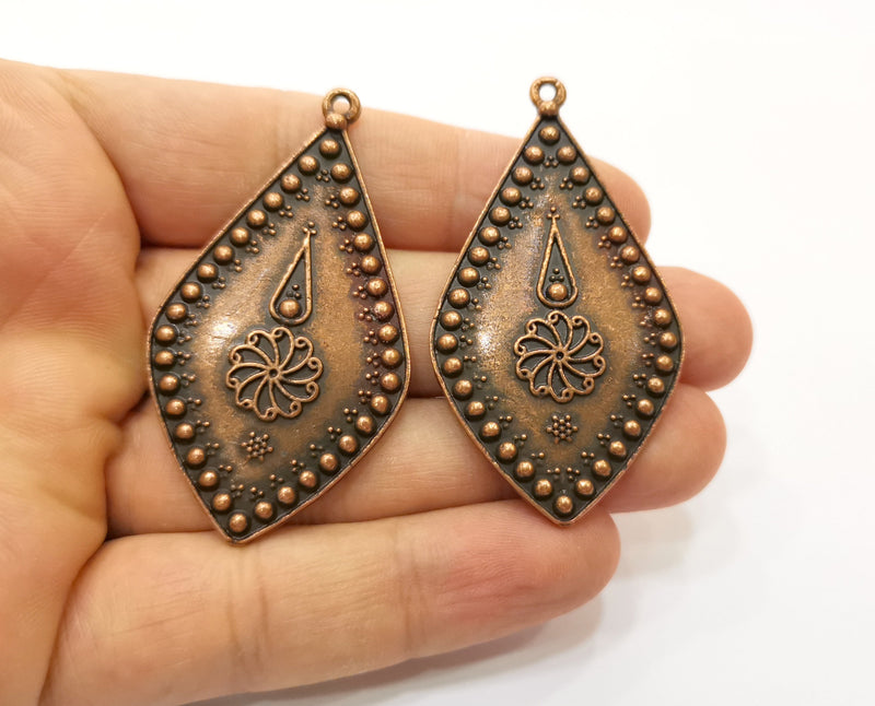 2 Copper Charms Antique Copper Plated Charms (60x32mm)  G18466