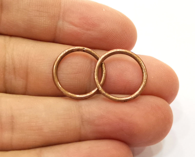 20 Copper Circle Connector Charms Antique Copper Plated Charms (16mm) G18469