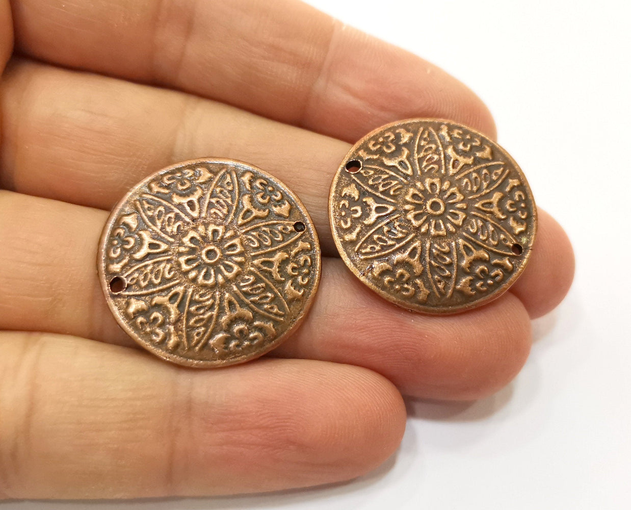 2 Copper Charms Antique Copper Plated Charms (28mm)  G18470