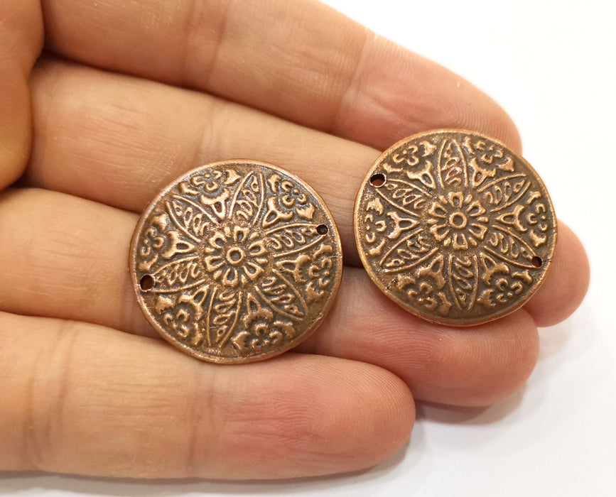 2 Copper Charms Antique Copper Plated Charms (28mm)  G18470