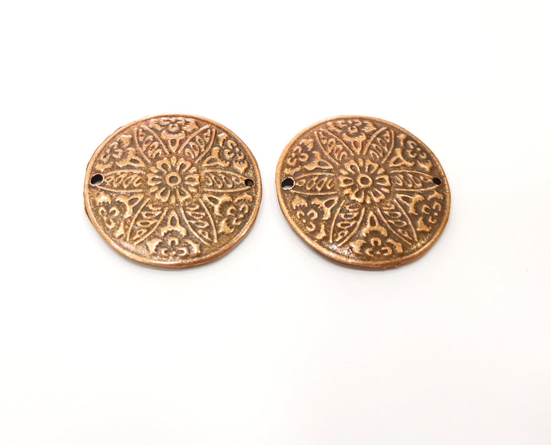 2 Copper Charms Antique Copper Plated Charms (28mm)  G18470
