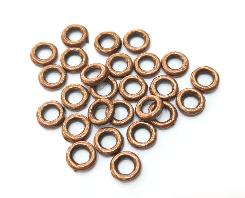 30 Copper Spacer Antique Copper Plated Beads  (8 mm)  G18473
