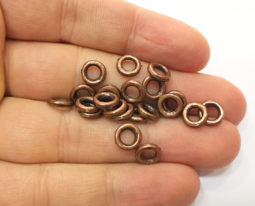 30 Copper Spacer Antique Copper Plated Beads  (8 mm)  G18473