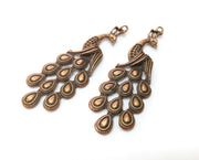 2 Peacock Charms Antique Copper Plated Charms (79x27mm)  G18474