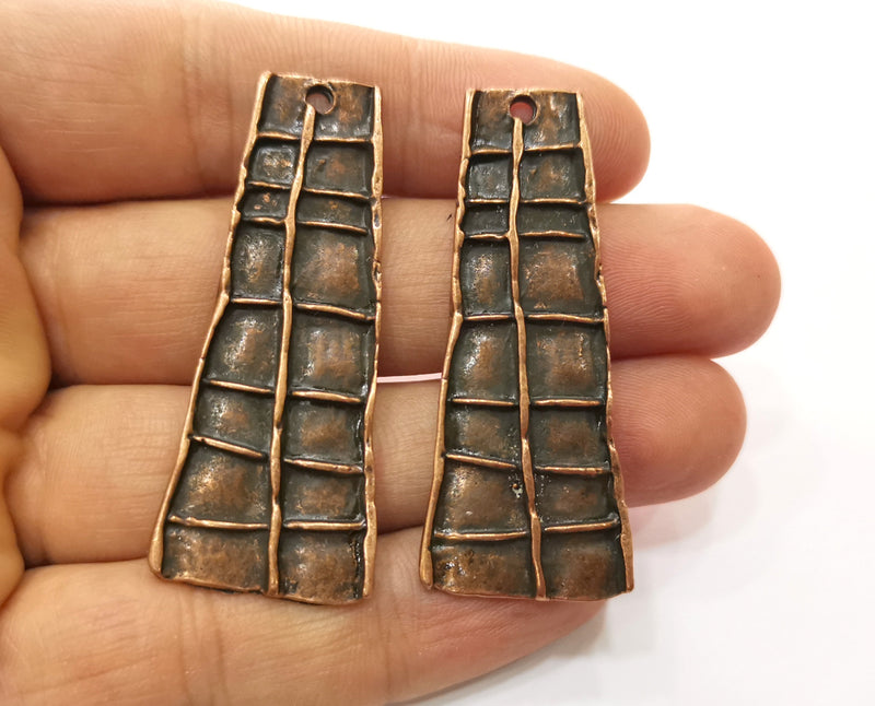 2 Copper Charms Antique Copper Plated Charms (53x21mm) G18476