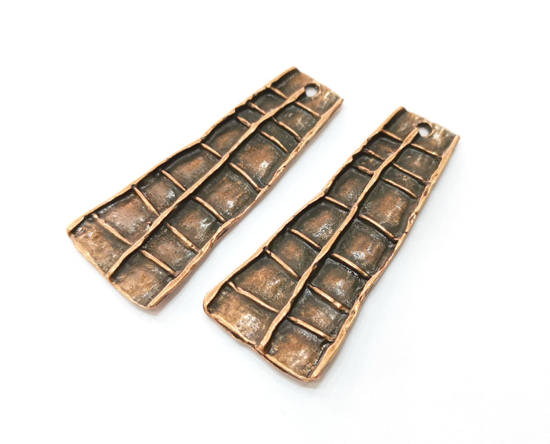 2 Copper Charms Antique Copper Plated Charms (53x21mm) G18476