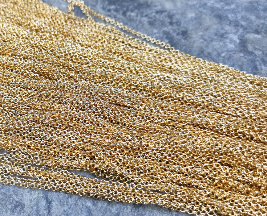 Shiny Gold Plated Chain , Link Chain 1 Meters - 3.2 ft.   (2 mm width)  G17969