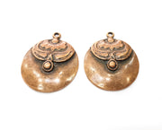 2 Copper Charms Antique Copper Plated Charms (39x32mm) G18483