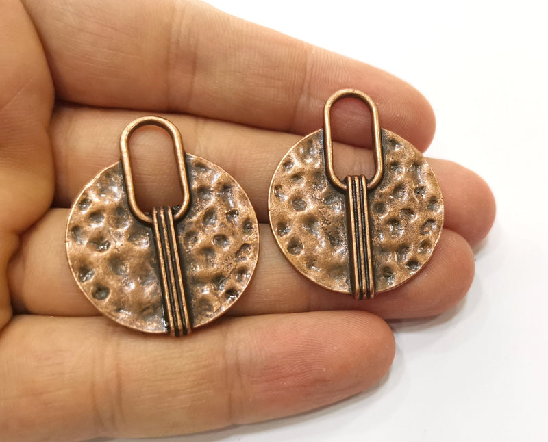 2 Copper Charms Antique Copper Plated Charms (37x30mm)  G18486
