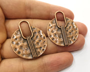 2 Copper Charms Antique Copper Plated Charms (37x30mm)  G18486