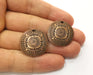 2 Copper Charms Antique Copper Plated Charms (26mm)  G18491