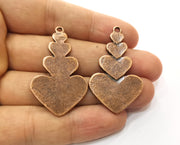 2 Copper Hearts Charms Antique Copper Plated Charms (45x27mm)  G18492