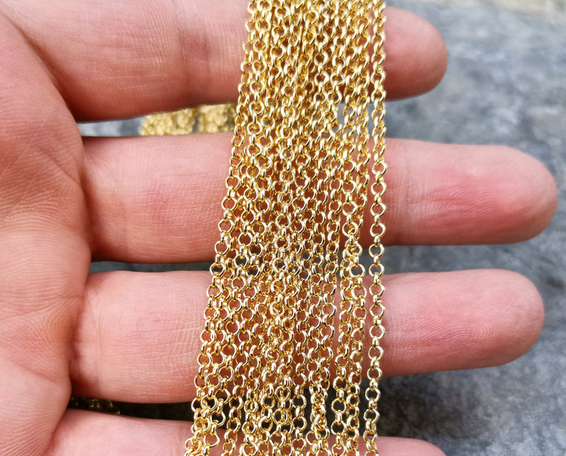 Shiny Gold Plated Chain , Link Chain 1 Meters - 3.2 ft.  (2.5 mm width)  G17970
