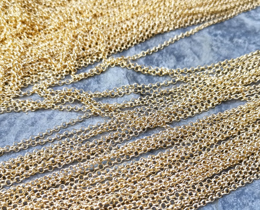 Shiny Gold Plated Chain , Link Chain 1 Meters - 3.2 ft.  (2.5 mm width)  G17970