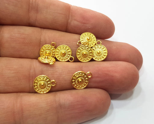 10 Gold Charms Gold Plated Charms  (9mm)  G17977