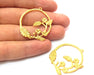 2 Branch, Leaf and Flower Gold Charms Gold Plated Charms  (40x36mm)  G17980