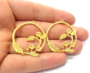 20 Branch, Leaf and Flower Gold Charms Gold Plated Charms  (40x36mm)  G19621