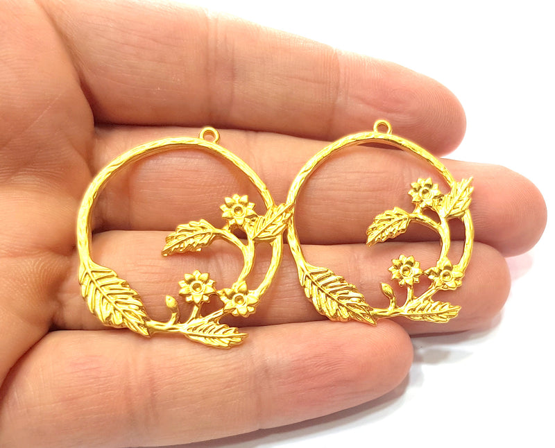 20 Branch, Leaf and Flower Gold Charms Gold Plated Charms  (40x36mm)  G19621