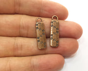 4 Copper Charms Antique Copper Plated Charms (Both Side Same)  (27x7mm) G18493